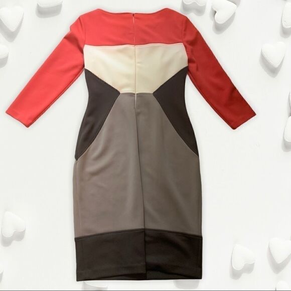 Size 4 Colour Block Maggy London Midi Dress - Picture 2 of 4